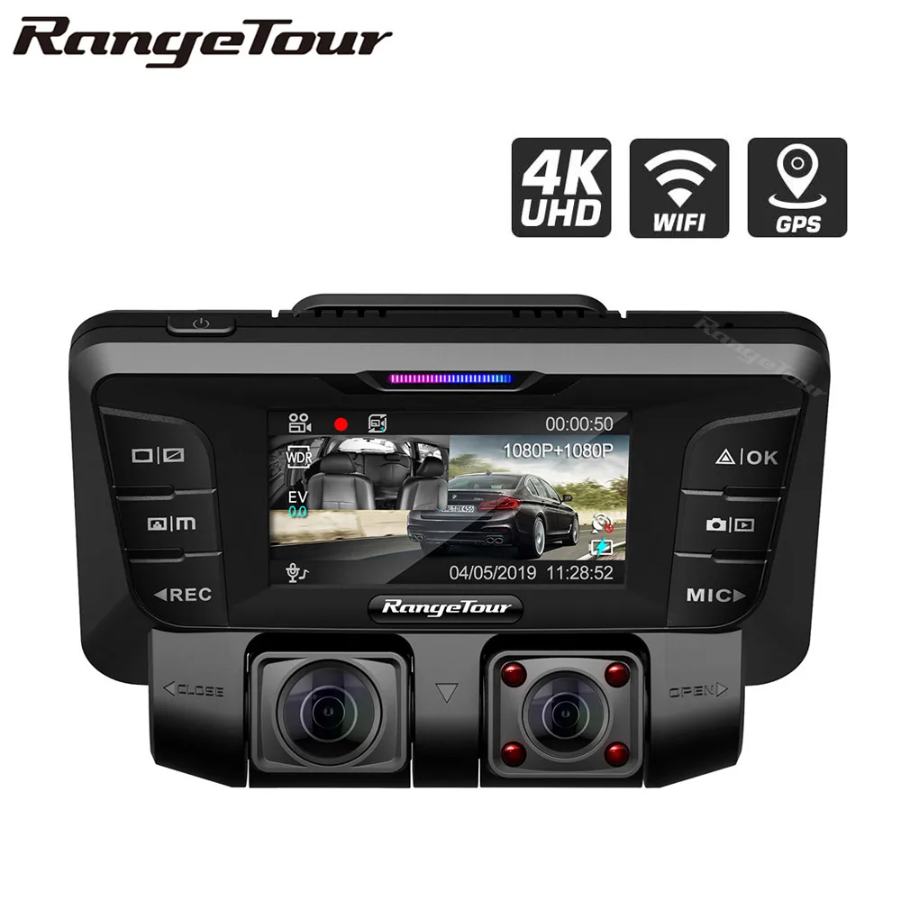 Автомобильный видеорегистратор с двумя объективами 4K WiFi GPS регистратор Full HD 1080P +