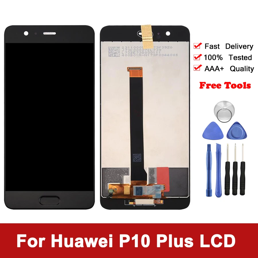 Enlarge LCD For Huawei P10 Plus LCD Display VKY-L09 Single SIM Touch Screen Digitizer Assembly With Frame Have Fingerprint Repair Parts