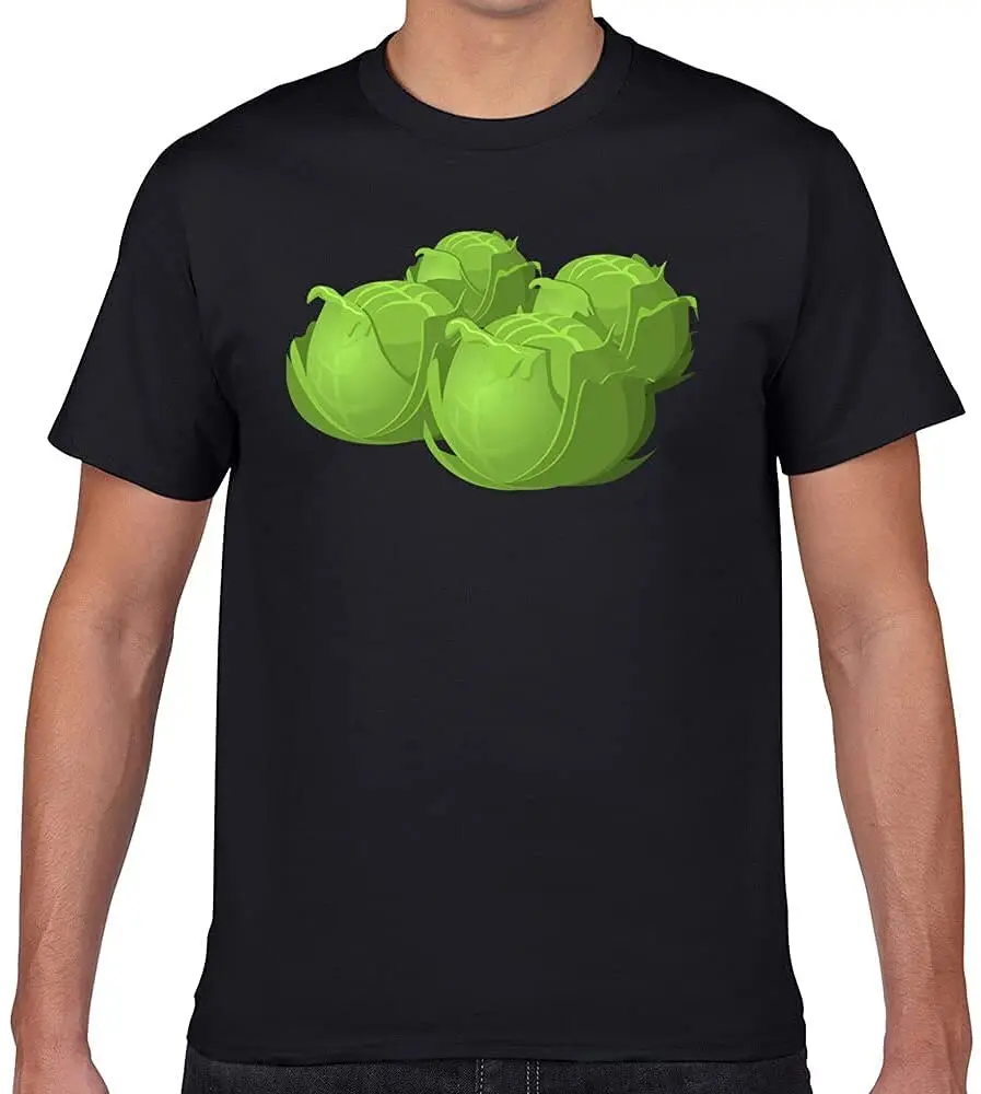 

Cabbage O-Neck Vintage Print Male Tshirt Men Black