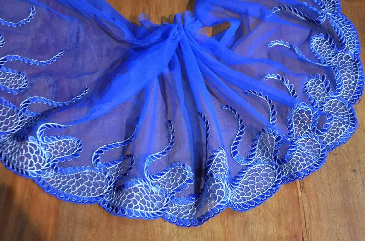 1 Meters Beautiful Royal Blue Series 20cm Width Exquisite Handmade DIY Embroidery Fabric Flower Lace Trim Decoration | Дом и сад