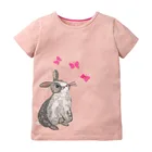 Детская футболка с коротким рукавом для девочек, розовая футболка с мультяшным принтом, 2021