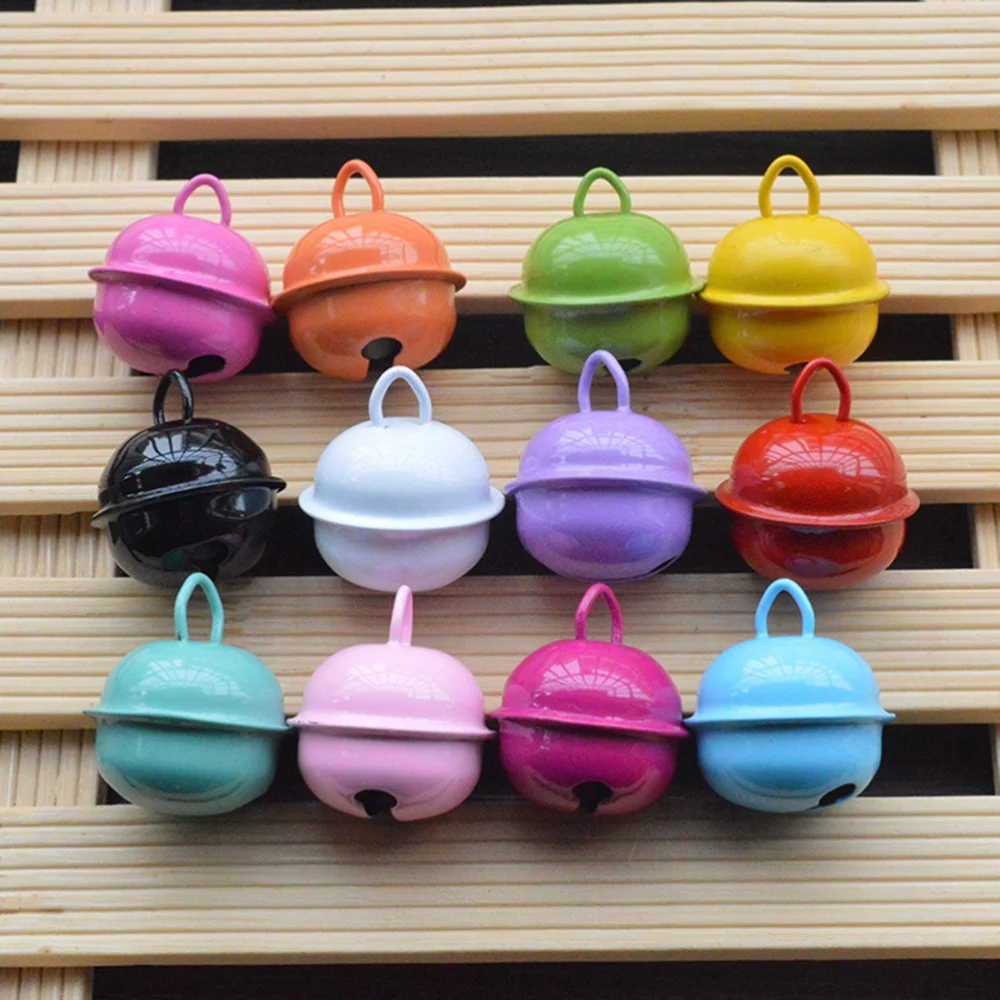 

50pcs Mixed Color 22mm Size Colorful Painted Jingle Bell Metal Round Mini Bells Jewelry Ornaments Christmas Decor Use Pendants