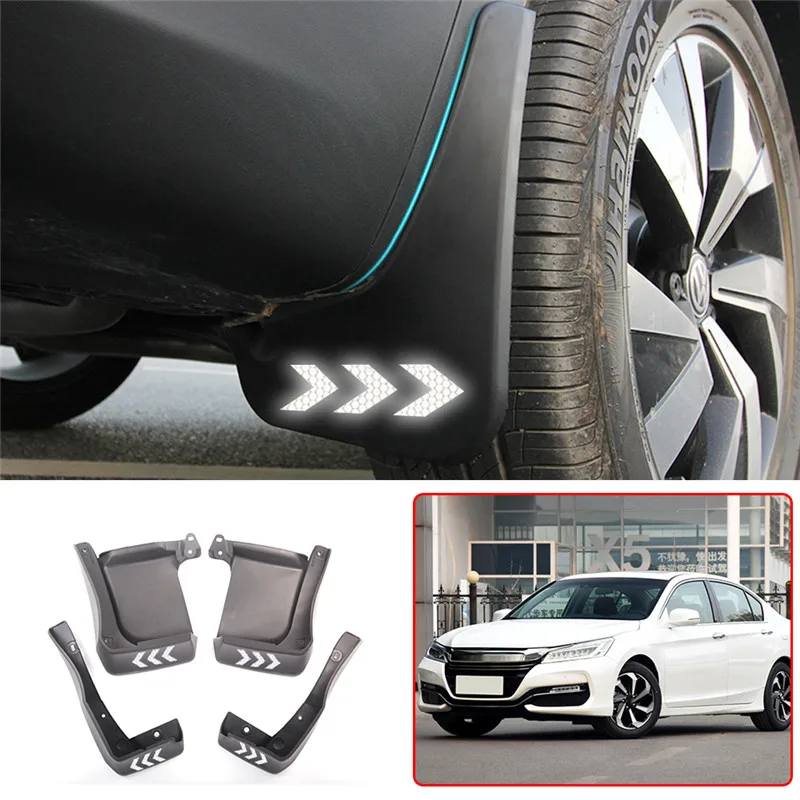 

For Honda/Accord 4 Door 2014 2015 Car Fender Flares Mudguards Mudflaps Safety Reflective Warning Mud Flaps Splash Guards 4pcs