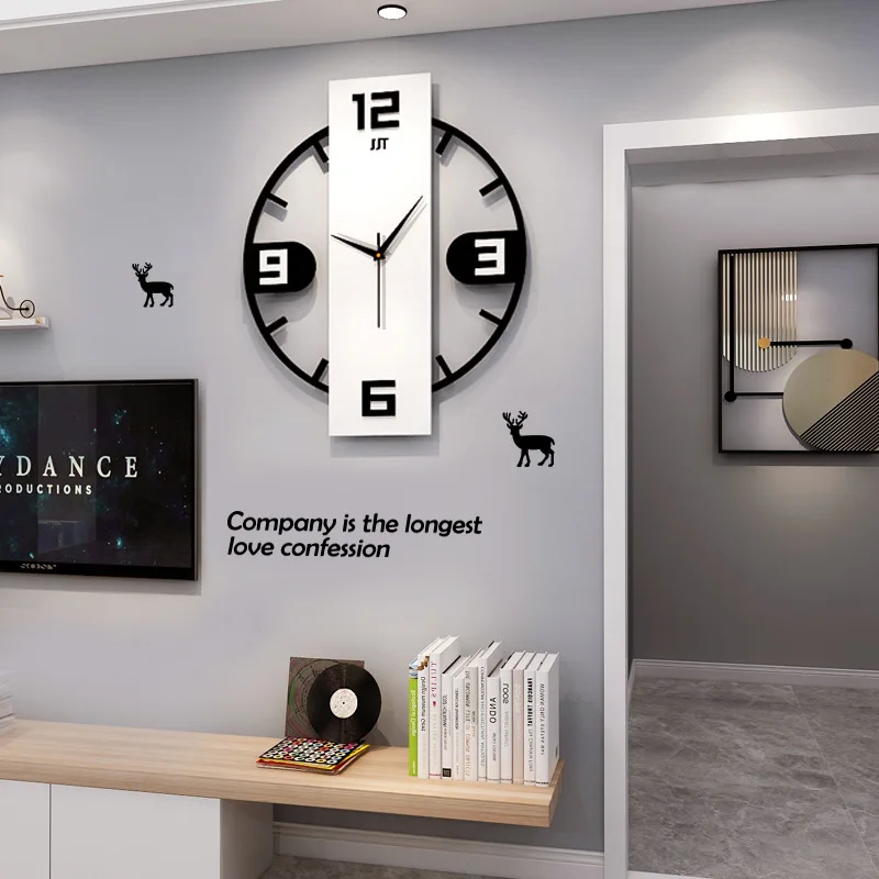 

Black And White Fashion Large Classic Office Wall Clock Vintage Simple Clocks Home Decor Modern Horloge Room Decor BK50BG
