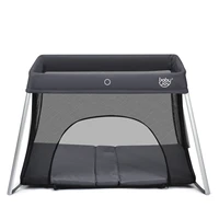 foldable baby playpen infant lightweight crib mesh with carry bag home dark gray