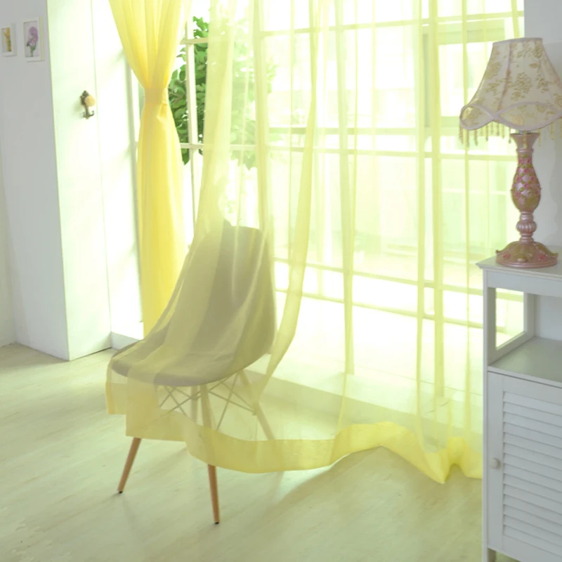 Горячая стеклянная вуаль занавес Окно Марля просвечивается сплошной цвет
