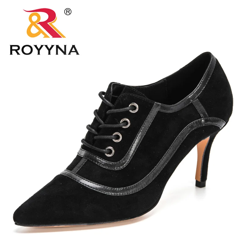 ROYYNA 2022 New Designers Genuine Leather Women Shoes Spring Autumn Pumps Ladies Pointed Toe High Heel French Retro Footwear