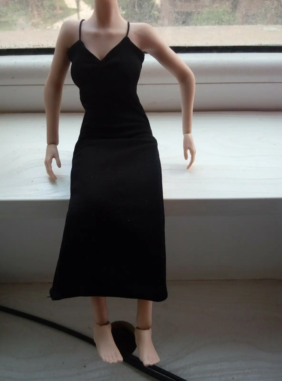 

Custom 1:6 Figure Black Sexy Female Long Dress For 12" Body Doll