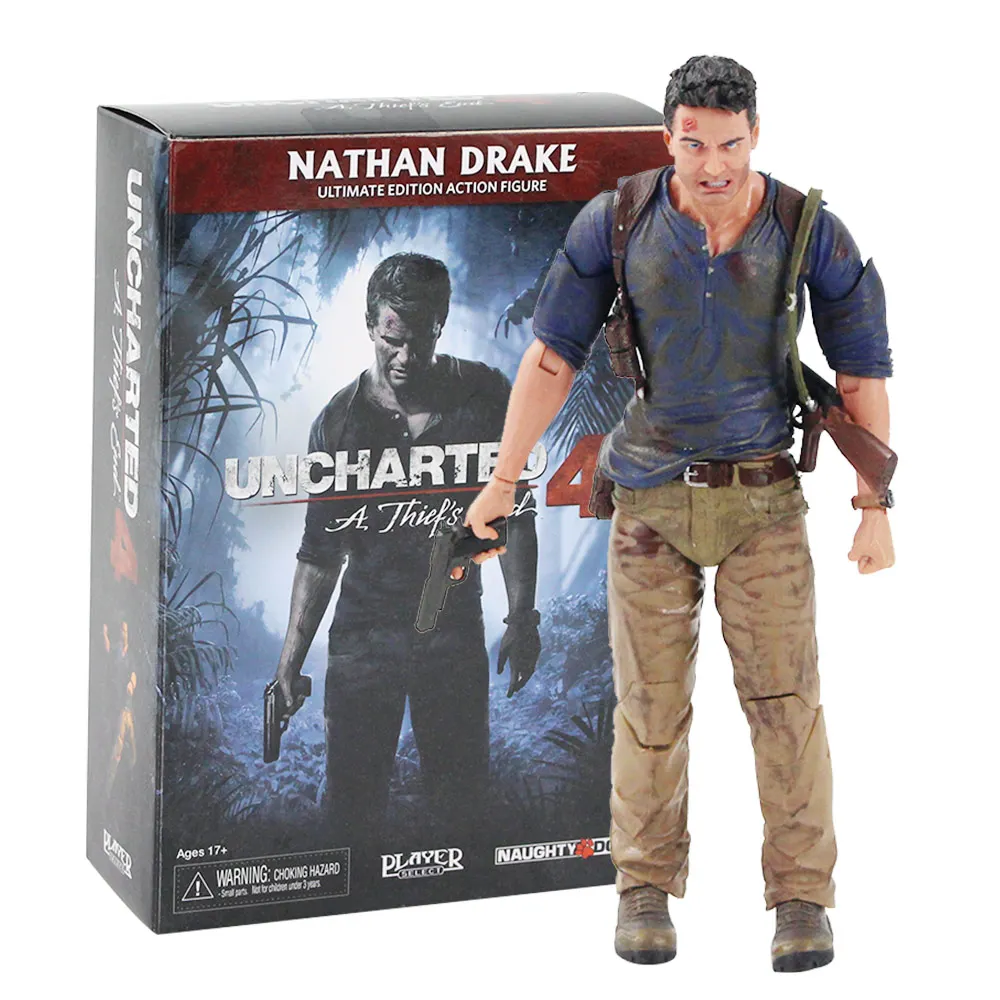 

NECA Uncharted 4 фигура игрока с рисунками "Нейтан Дрейк" с пистолетом Ultimate Edition, движущаяся фигурка, Коллекционная модель, игрушка