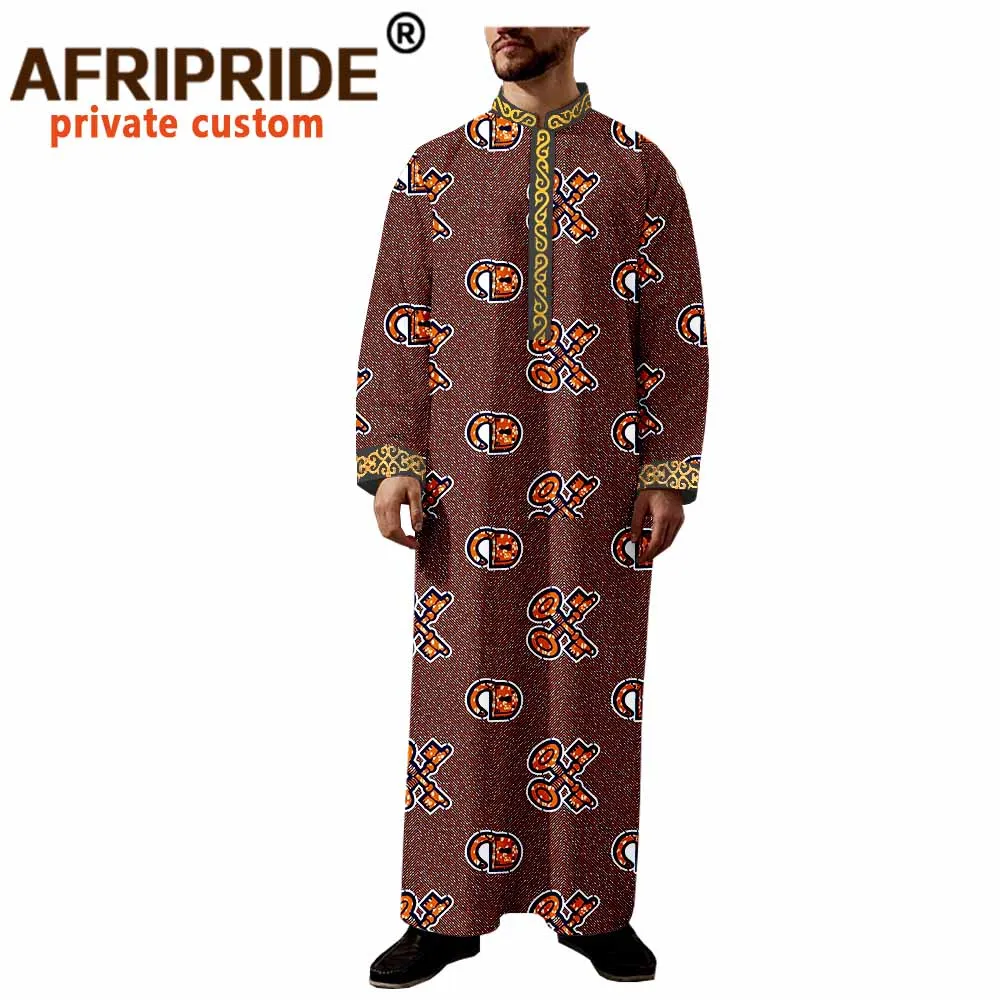 African Clothes for Men Print Outfits Dashiki Long Coats Ankara Outwear Long Sleeve Agbada Robe Plus Size Casual Wear A2014007