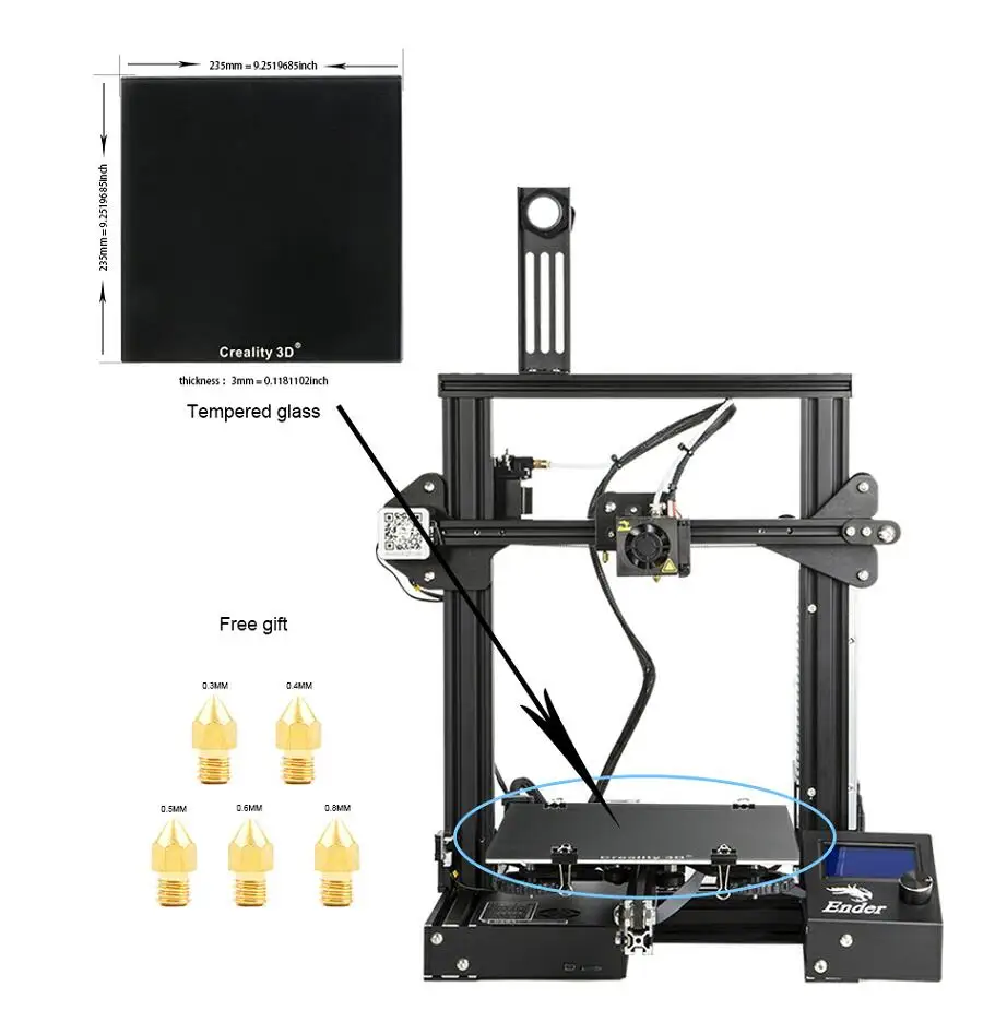 Ender-3 3D Pinter DIY KIT стекло/Съемная кровать большой выбор размер печати Ender 3 сохранение мощности v-слот Prusa i3 Creality 3D - Цвет: Ender-3 n Glass