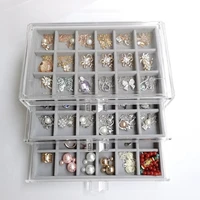 three drawing multi cell acrylic flannel storage box jewelry necklace finishing box earrings ring display stand flannel tray