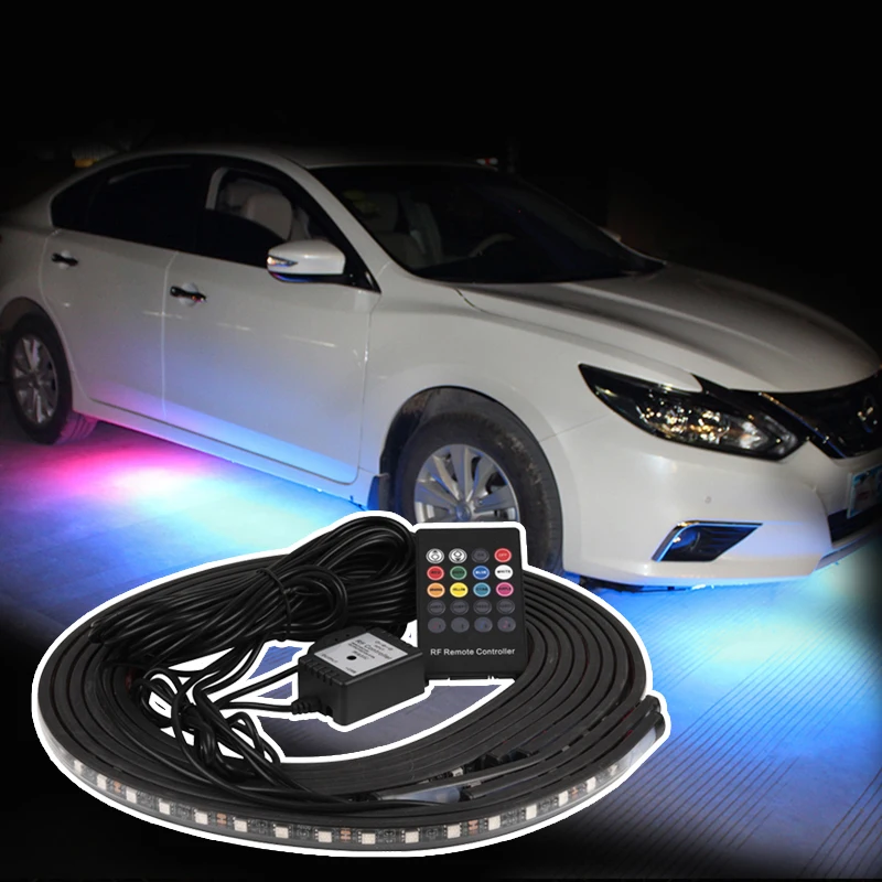 

Автомобильная подсветка шасси, разноцветное дышащее освещение, украшение, атмосфера, подсветка, светодиодсветильник ка с 12 В вольт, автомоб...