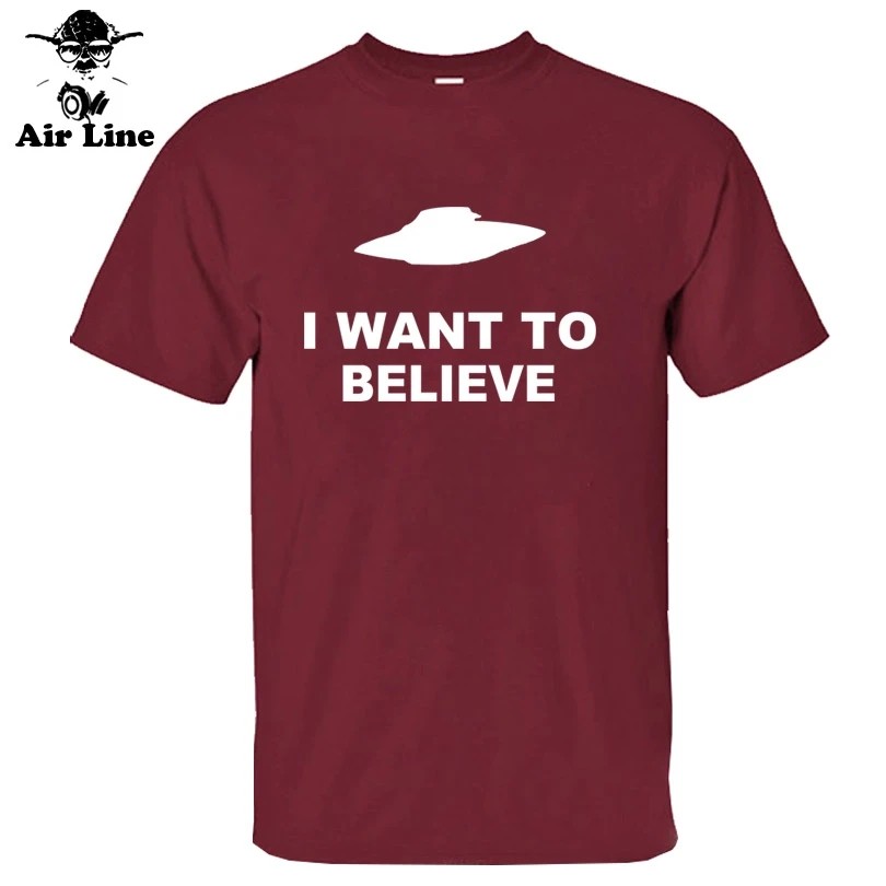 Женская футболка с надписью I Want To Believe X | Мужская одежда