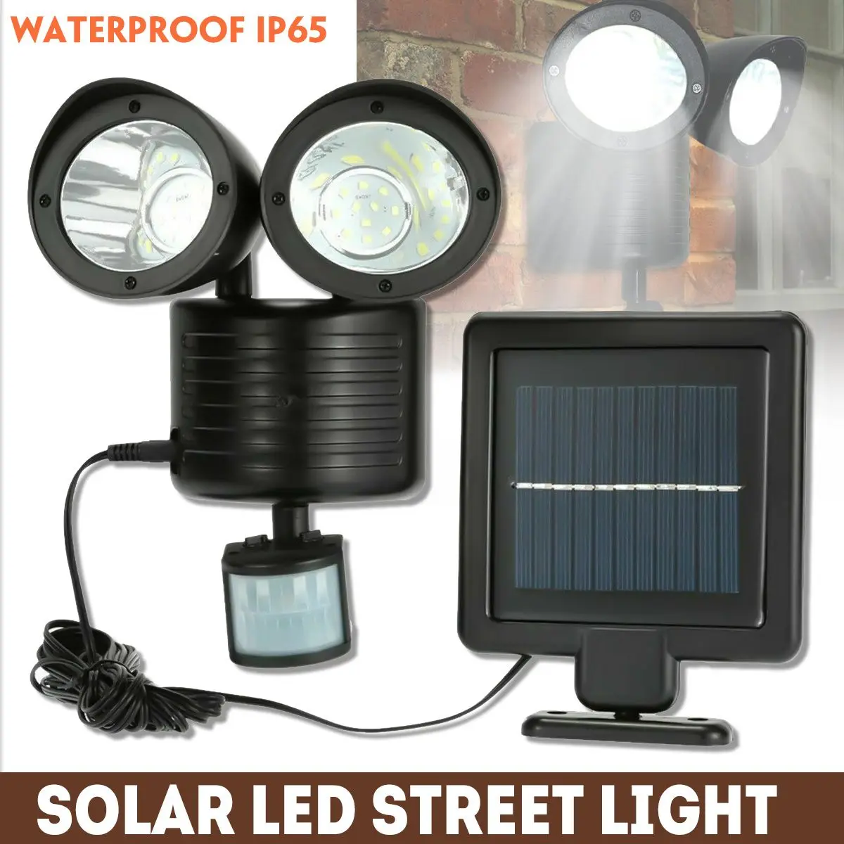 

Водонепроницаемый точечный светильник на солнечной батарее с двойной головкой, уличсветильник садовый настенный прожектор для двора