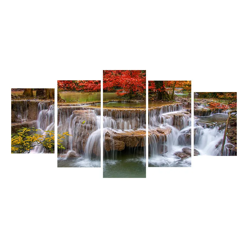 

HD Prints Canvas Posters Home Decor 5 Pieces Natural Waterfall Paintings Wall Art Scenery Pictures Modular Living Room Artwork