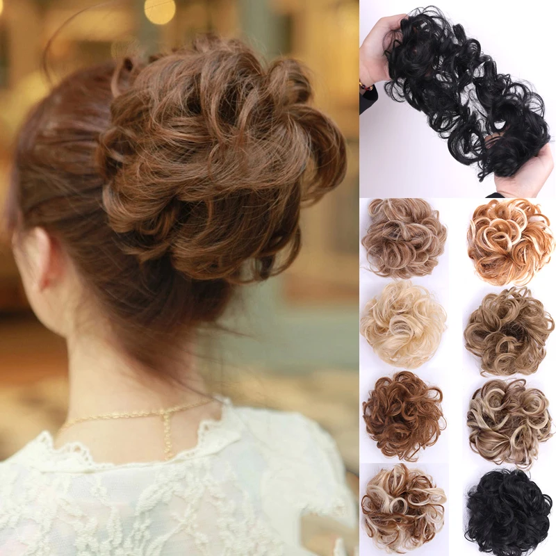 LISI GIRL Women's Curly Chignon With Elastic Rubber Band Synthetic Scrunchie Wrap Hair Messy Bun Hairpieces | Шиньоны и парики