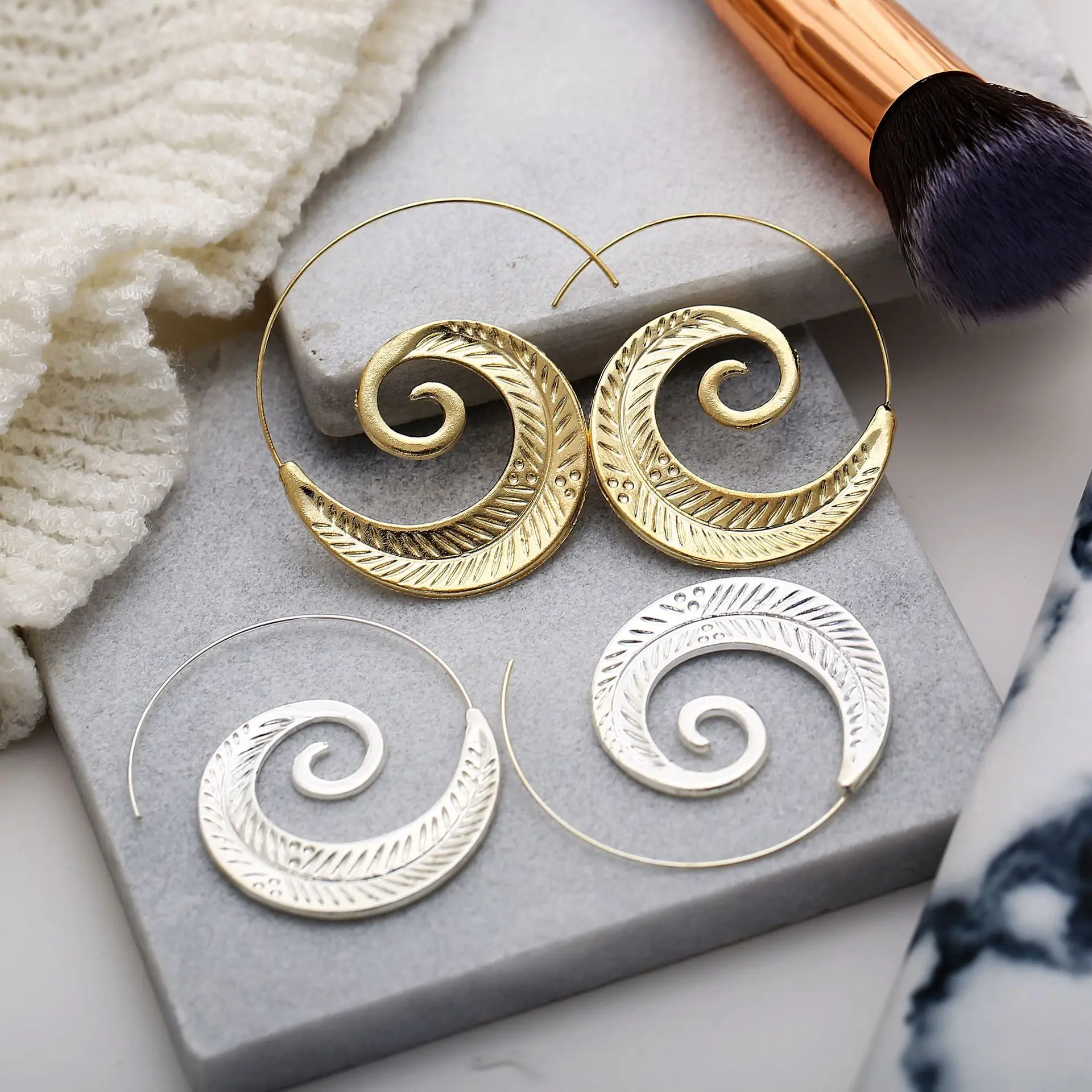 Модные женские крупные вихревые серьги в форме шестеренок этнические большие