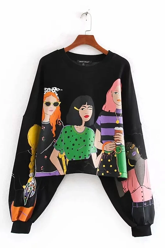 

2020 Sale Direct Selling Cotton Full No Unicorn Moletom Feminino Women's Sweatershirt Figure Printing Sleeve Casual Women