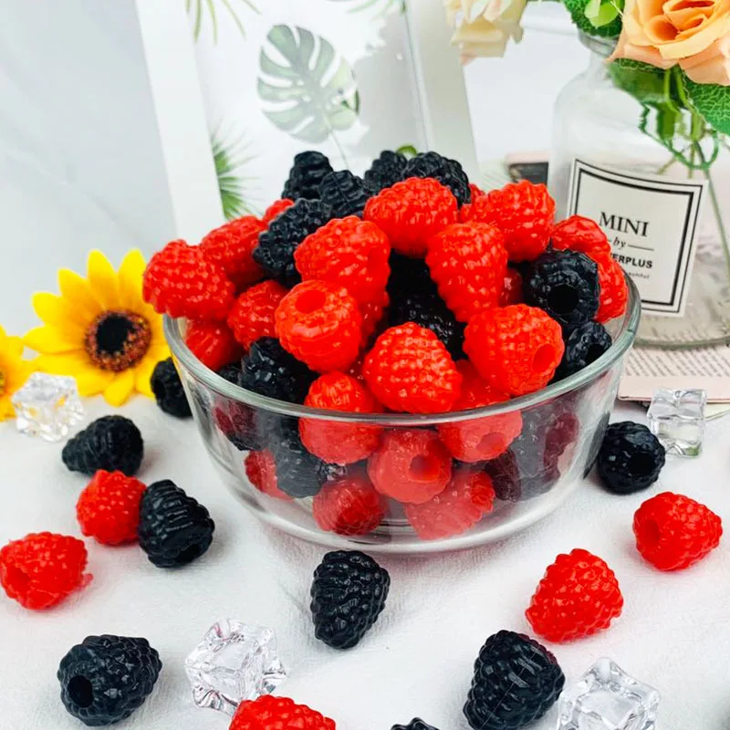 10pcs Simulation Fake Raspberry Artificial Fruit Bilberry Cabinet Home Display Decoration Early Education Photography Props
