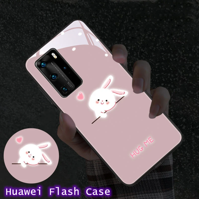 

App Music Shining Back Cover For Huawei Mate 40 30 P40 Pro Plus P30 P20 Pro Cute Bear Rabbit Glitter Protective Phone Shell Case