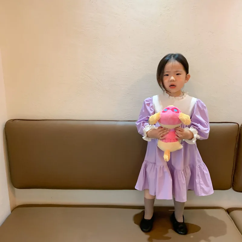 

Autumn New Arrival korean style girl's dress matching colors long sleeve princess dress for cute sweet baby girls