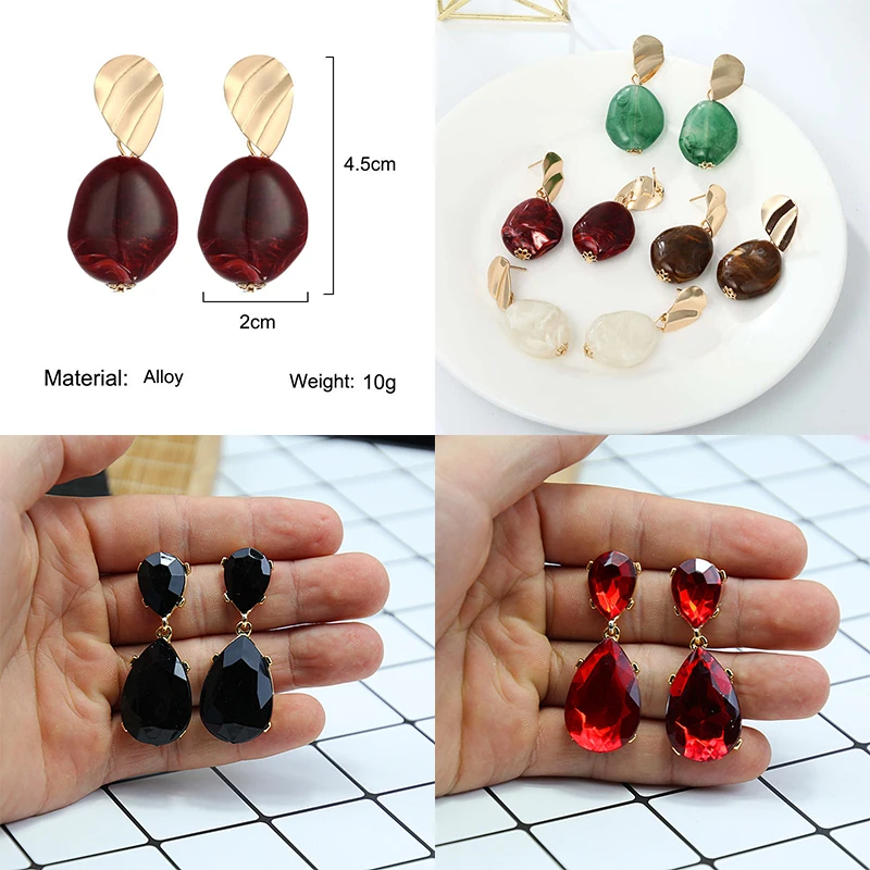 Женские модные серьги с кристаллами капли геометрические корейские Boho Handmad