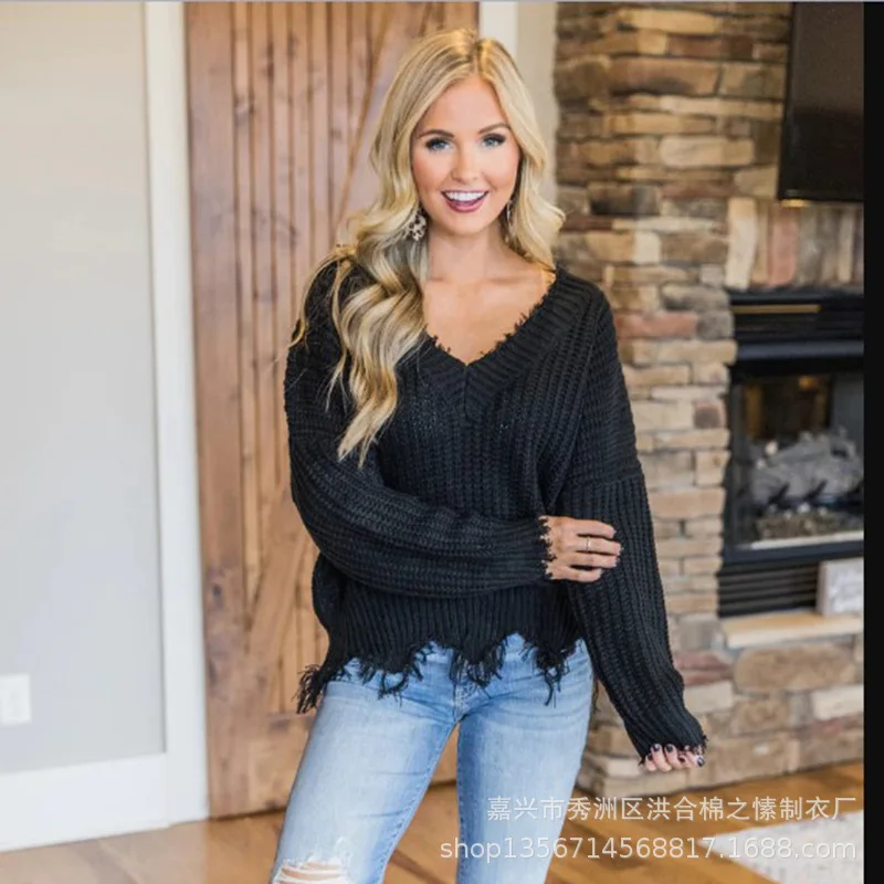 Свитер в европейском и американском стиле лидер продаж Свободный пуловер с