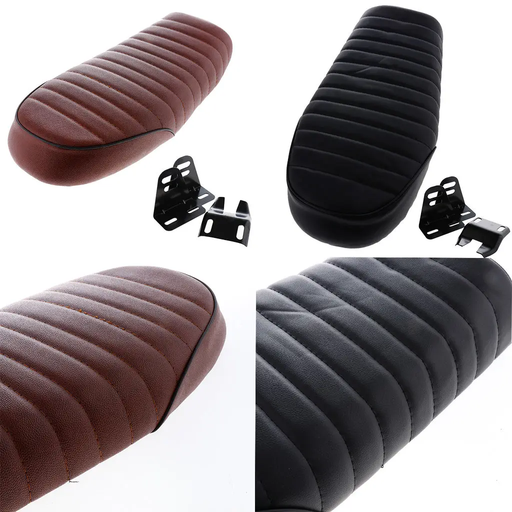 Universal Cafe Racer Seat Leatherette Flat Vintage Cushion Saddle for Honda CG125 |