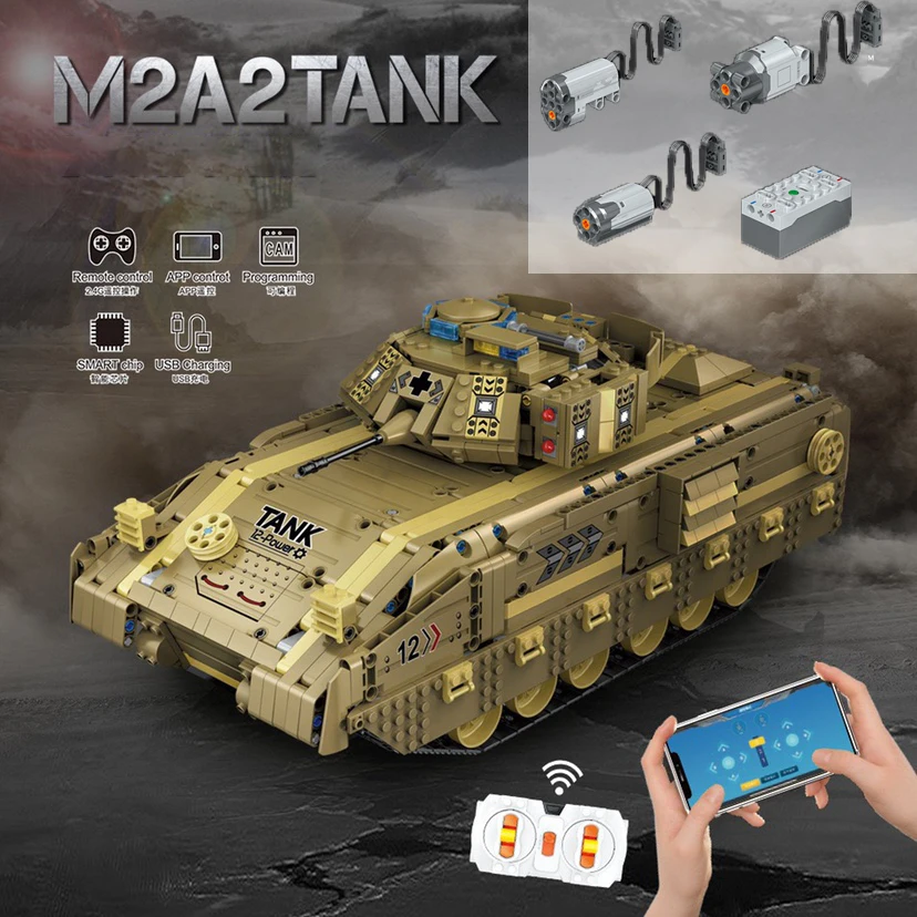 Новый конструктор MOC RC APP M2A2 пехотный бронированный танк высокотехнологичные