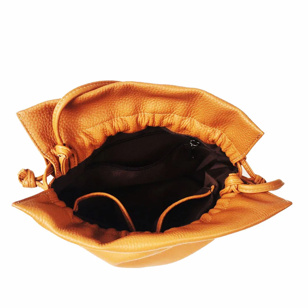 Women Small Cow Leather Pouch Bag Female Classical Soft Genuine Bohemian Boho Drawstring Bucket Handbag Messenger | Багаж и сумки