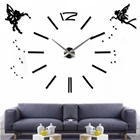 DIY 3D большие настенные часы современный дизайн ангел настенная наклейка часы домашний декор акриловые бесшумные настенные часы для гостиной