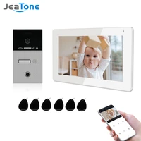 jeatone 7 inch wifi video intercom for apartment monitor doorbell camera unitd with fingerprint rfic card unlock