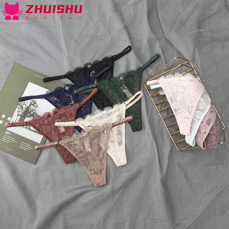 

Кружевные тонкие трусики ZHUISHU с вырезами, привлекательное хлопковое нижнее белье с низкой талией, женские прозрачные трусики