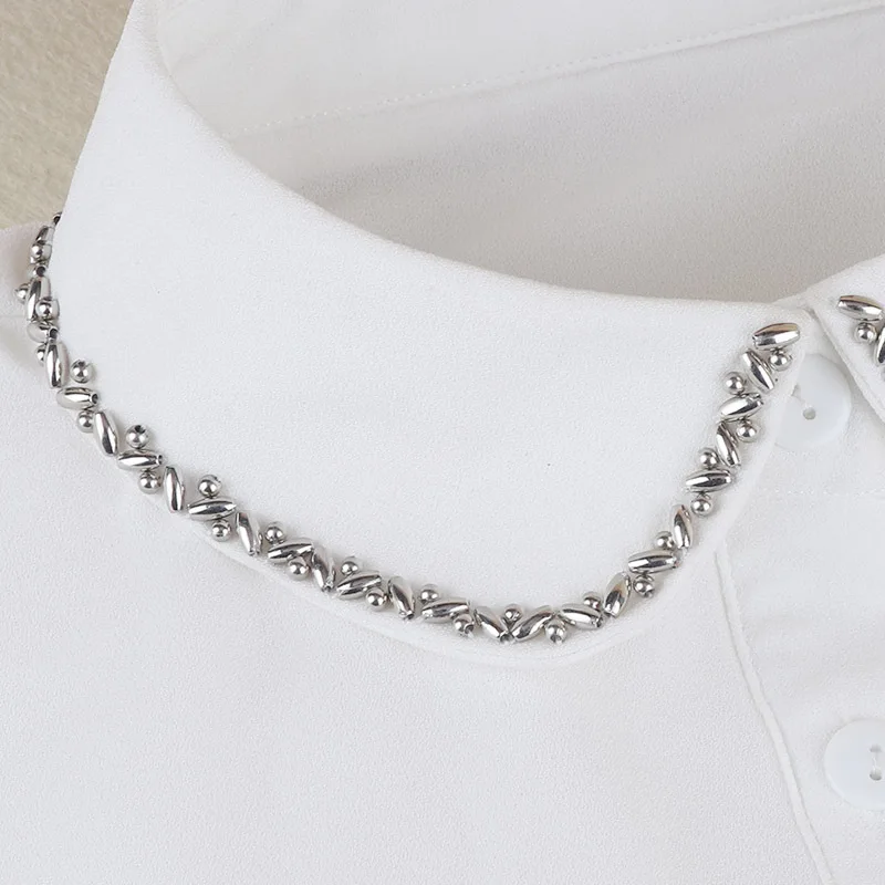 Женская рубашка с отложным воротником Linbaiway черная одежда со съемным блузка