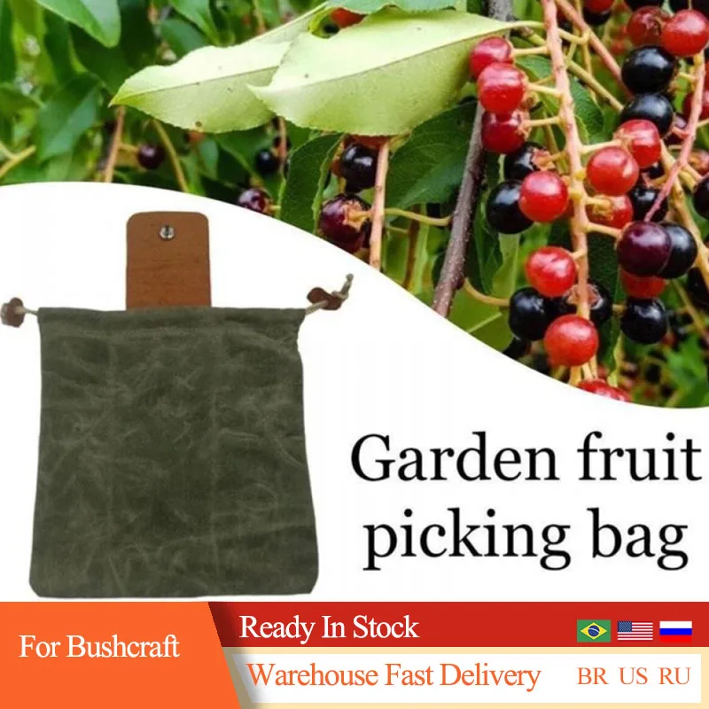 

Portable Outdoor Foraging Bag Fruit Picking Pouch Collapsible Berry Puch Storage Leather Bushcraft Canvas Bag Hiking Camping
