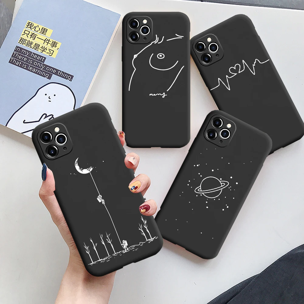 

For iPhone 11 Case Pretty Heart Starry Sky Phone Case For iPhone 12 Pro Max 13 7 8 Plus XS XR SE20 Soft TPU Shockproof Cover