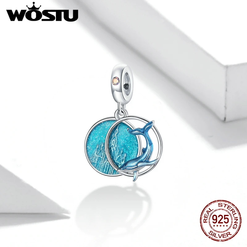 

Wostu New 925 Sterling Silver Charm for Original Silver Bracelet Undersea Whales Making Fine Jewelry Gift DAC434