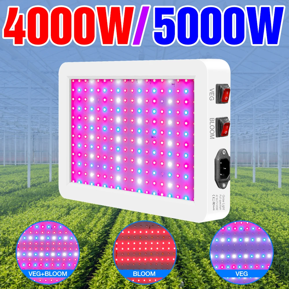 

5000W Phyto Lamp LED Plant Grow Light 220V Full Spectrum Fito Lamps 4000W Greenhouse Hydroponic Bulb Seeds Growth Tent US EU UK