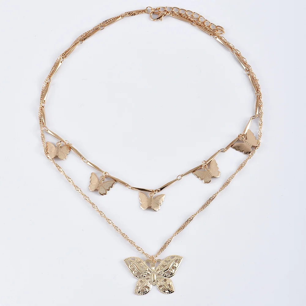 Женская подвеска в виде золотой бабочки Boho ожерелье на цепочке до ключицы модные