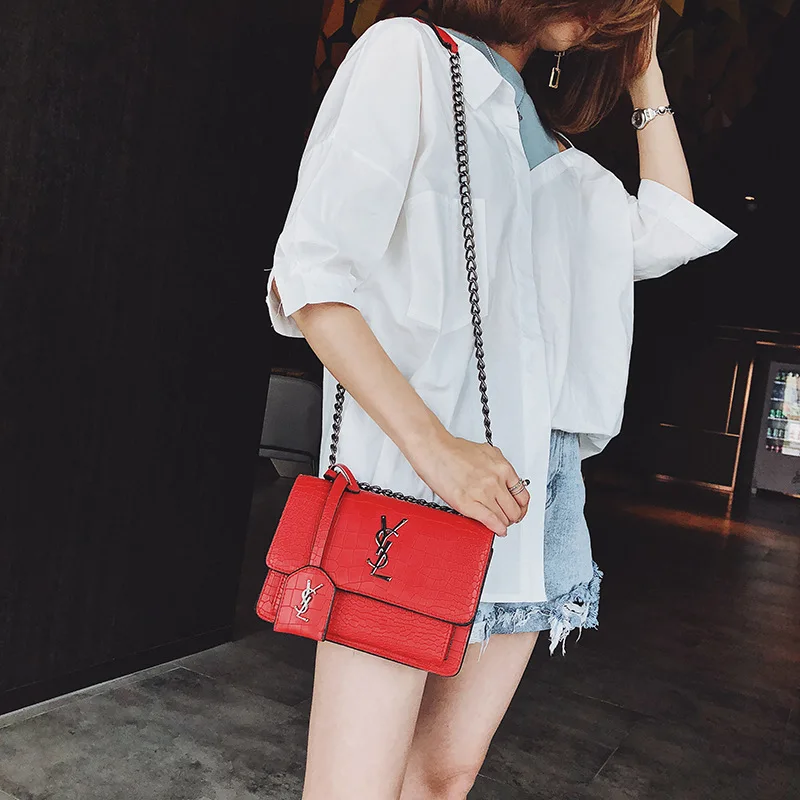 

Ladies Messenger Bag New Fashion PU Leather Small Square Bag Women Simple One-shoulder Chain Messenger Bag