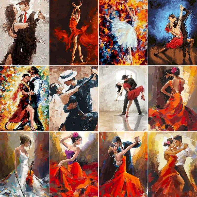 

Gatyztory Painting By Numbers Paint Dancer DIY Canvas Pictures By Numbers Hand Painted Oil Painting Music Girl Home Decoration