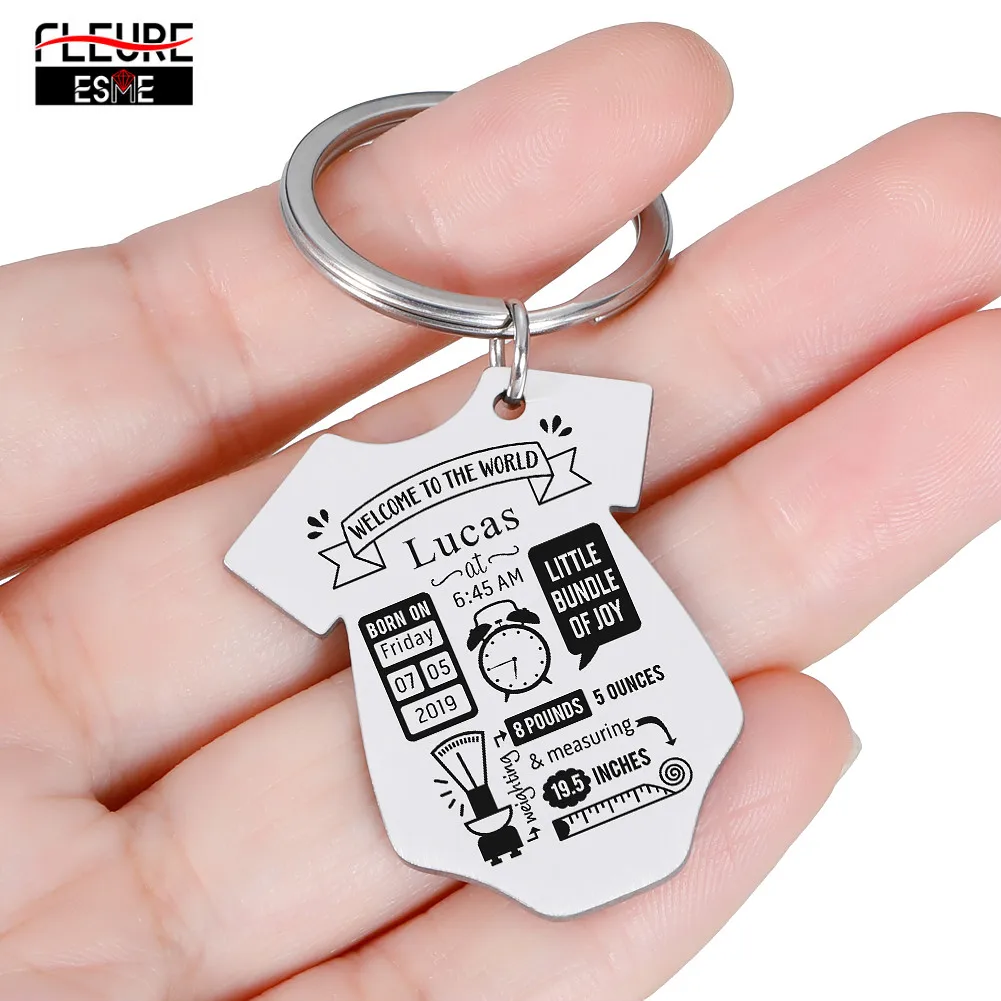 

Baby Personalized Key Chain Gift New Born Baby Souvenir Jewelry Baby Siamese Shape First Mother's Father's Day Gift