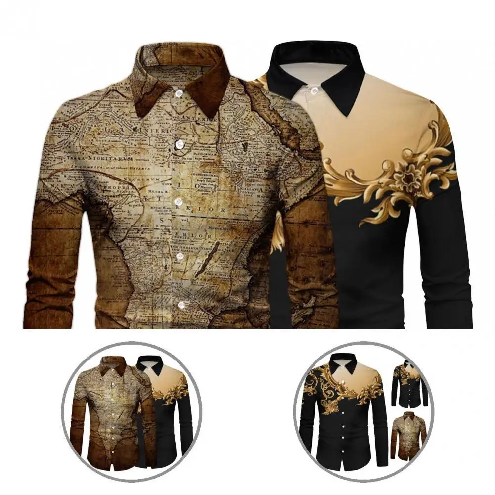 

Single-breasted Stylish Single-breasted T-shirt Slim Men Shirt Digital Printing for Business