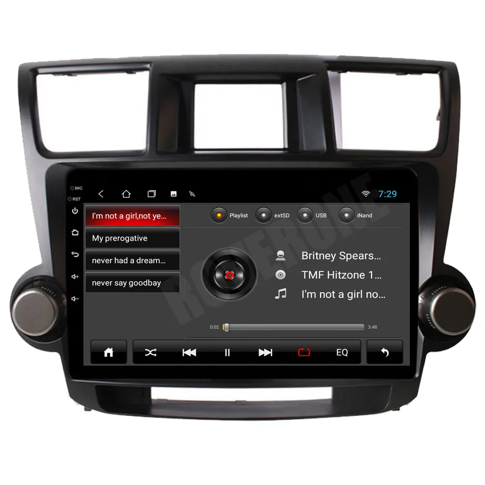 Автомагнитола RoverOne для Toyota Highlander Kluger 2009 2013 Android 10 автомобильный мультимедийный