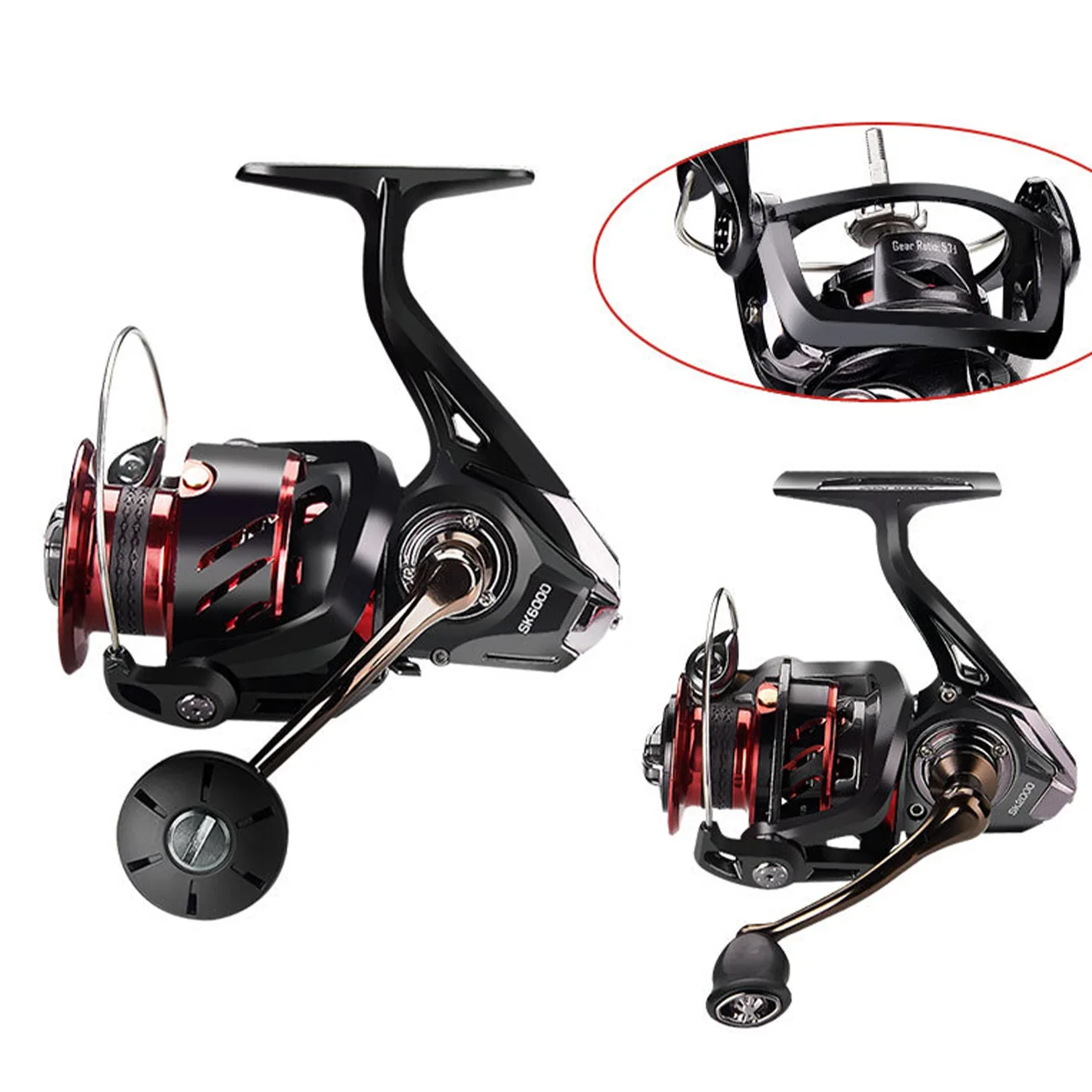 

1PCS New Spinning Fishing Reel Gear SK2000-6000 Series Metal Front Drag Handle Spool Fishing Accessories For Fishing Lover