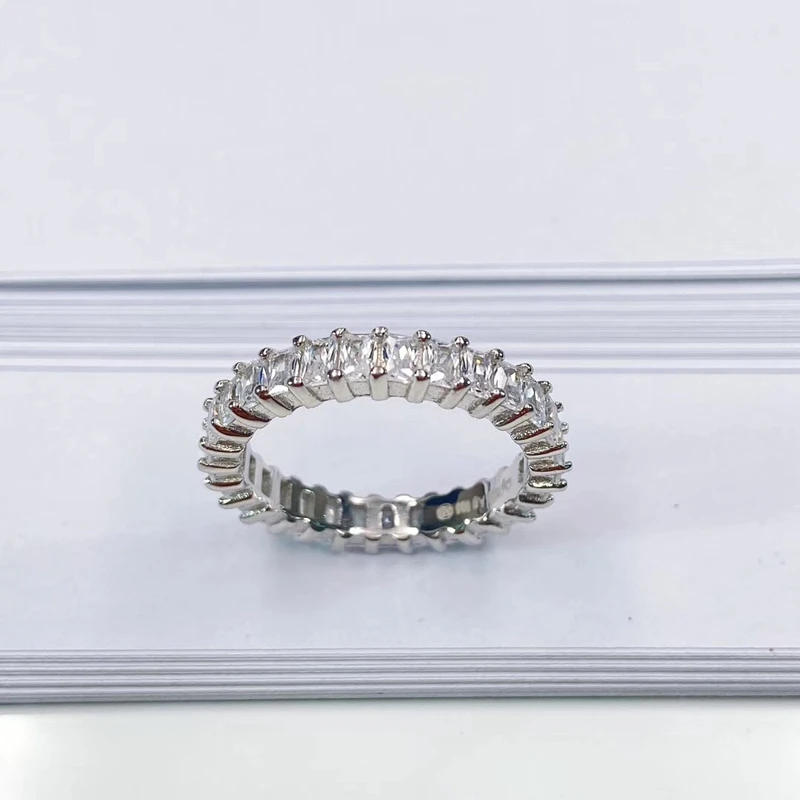 Твердые 925 Серебряный квадратный камень кольцо на палец для мужчин ECLAT Drill с AAA