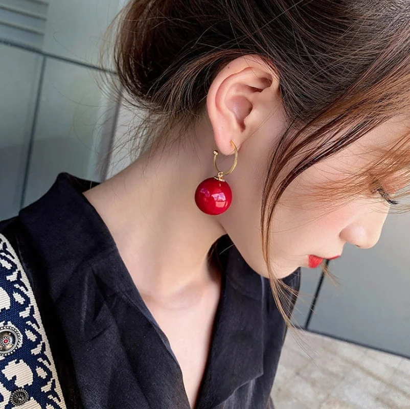 Large Imitation Pearl Earrings for Women Korean Fashion Dangle Earrings Wedding Jewelry Gift images - 6