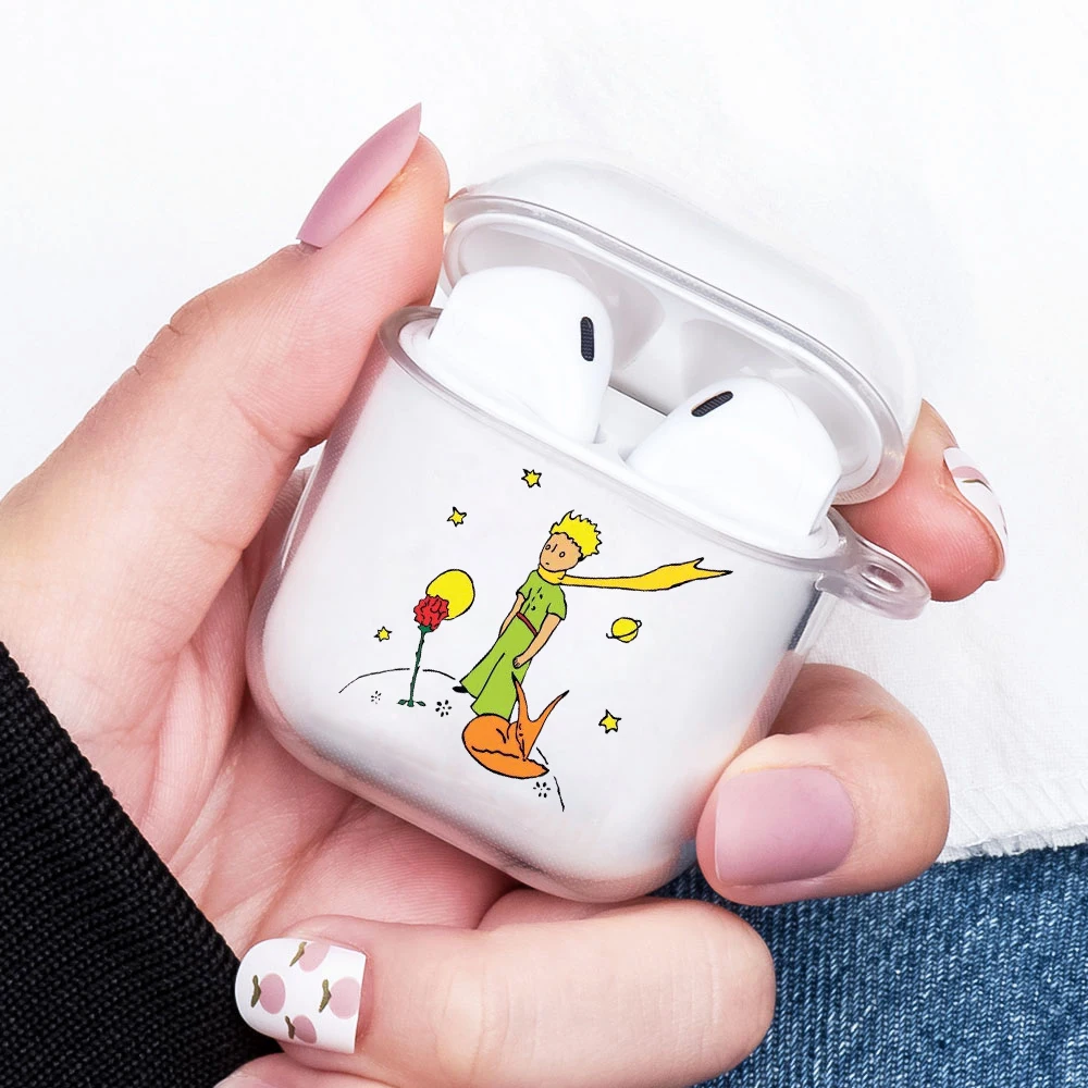 

2021 cute cartoon Little Prince Rose flower Soft Case For AirPods 2 1 Silicone Wireless Bluetooth Earphone Box Cover airpod case