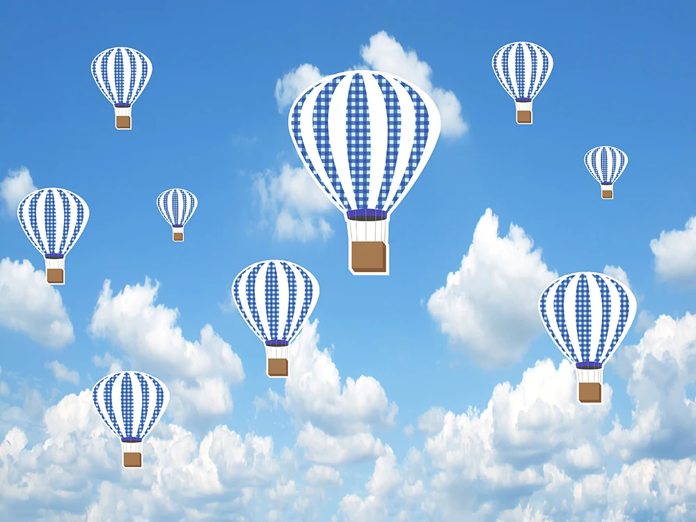 Приключения тематическая вечеринка на день рождения фон синий горячий воздух